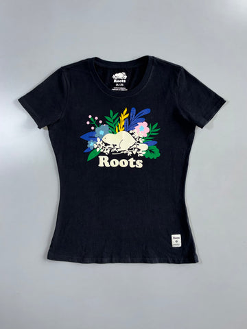 Roots | Floral Beaver Graphic Tee | Black (Women’s) (S)
