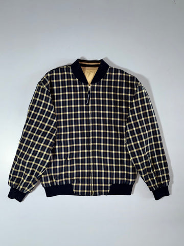 Pierre Cardin Reversible Bomber Jacket (Chasecult Label)  Navy/Cream Check (L/XL)