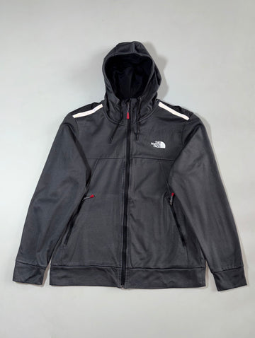 Vintage The North Face Dark Grey Grid Fleece Zip-Up Hoodie (L)