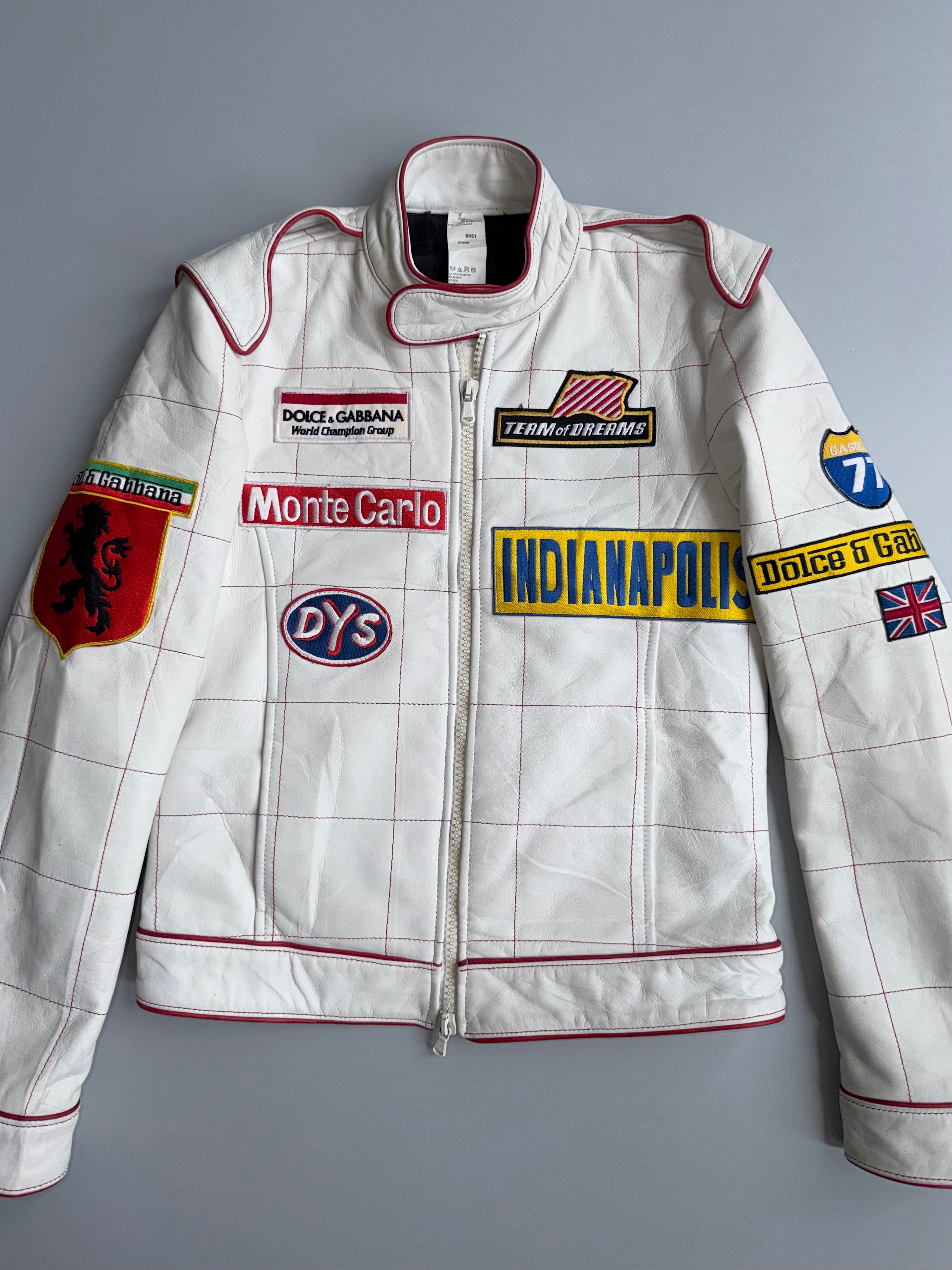 90's Dolce & Gabbana Vintage Racing Leather Jacket | “Indianapolis