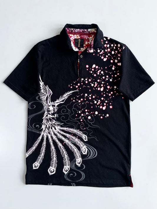 Japanese Phoenix & Cherry Blossom Graphic Polo (Xs)