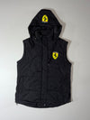Ferrari Scuderia Shield Logo Hooded Puffer Jacket Detachable Cap & Sleeve – Black (S)