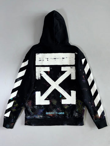 Off-White Diagonal Stripe Paint-Splatter Hoodie (M/L)