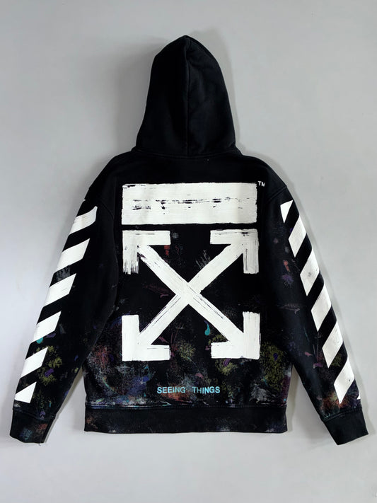 Off-White Diagonal Stripe Paint-Splatter Hoodie (M/L)