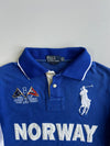 Polo Ralph Lauren Classic Fit Norway NOR #8 Big Pony Sailing Patch Colorblock Long Sleeve Rugby Shirt Blue (M)
