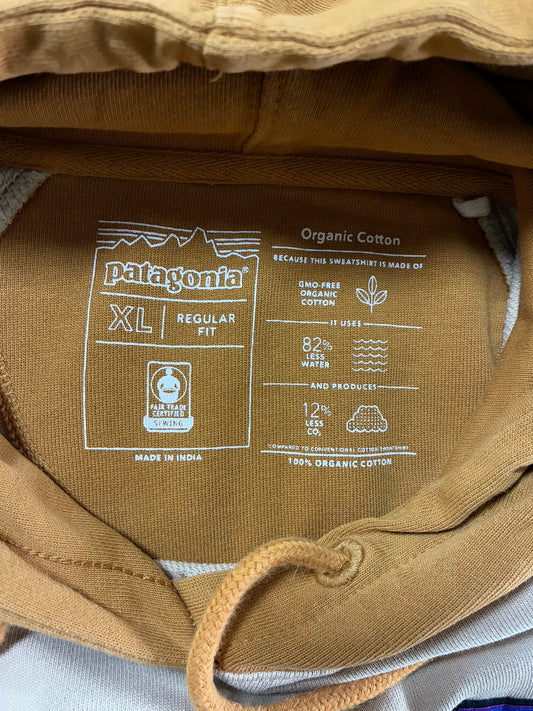 Patagonia Organic Cotton Colorblock Hoodie – Cream & Tan (XL)
