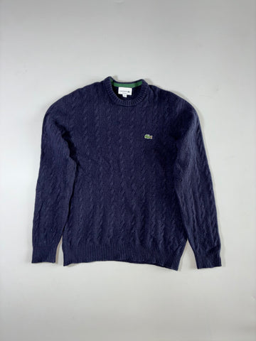 Lacoste Navy Cable Knit Wool Sweater – Relaxed Fit – (S)