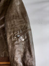Vintage Leather Bomber Jacket with Victory House Polo Game (L)