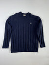 Vintage Lacoste Navy Ribbed Knit Crew Neck Sweater – (2XL)