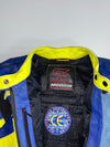 Vintage Swift Racing Two-Piece Leather Motorcycle Suit – Blue/Neon Yellow Knee Paded (M)  (W:35 | L:41)