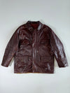 Vintage Burgundy Leather Four-Pocket Field Jacket (2XL)