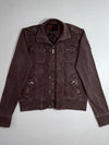 Rebel Spirit Military Zip Jacket with Embroidered Lion – Washed Brown (L)