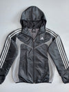 Adidas 3-Stripes Black & Grey Hooded Windbreaker Jacket S/M