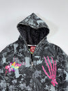 Crash House Skeleton Floral (Embroidered) Print Zip Hoodie (2XL)