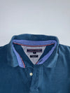 Tommy Hilfiger Flag Logo Long Sleeve Pique Polo T-Shirt Steel Blue (L)