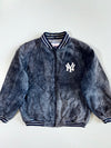 Vintage 90s New York Yankees Pro Player Genuine Sued Leather Bomber Jacket (XL/2Xl)