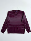 Vintage 90s Tommy Hilfiger Burgundy Striped V-Neck Sweater | Size (M)