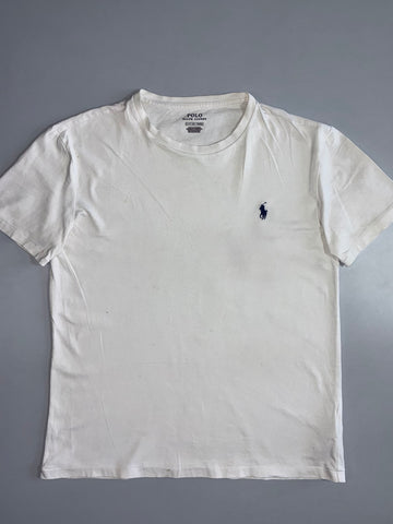 Polo Ralph Lauren Classic Crew Neck Tee | Navy Pony Logo | White (S)