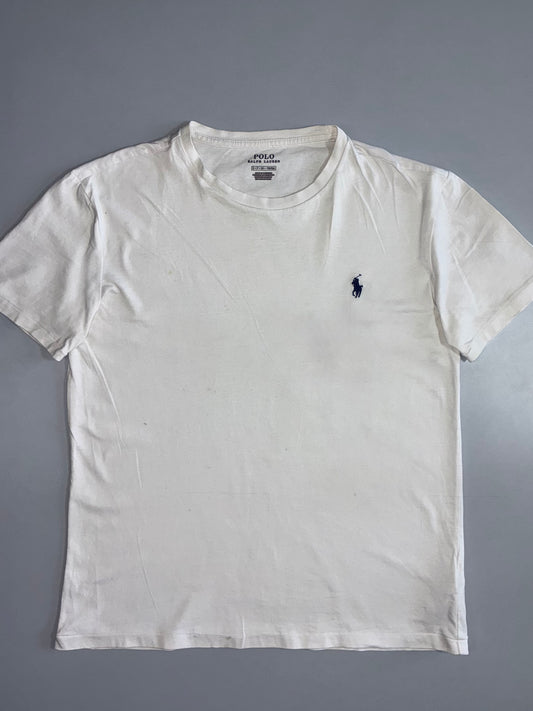 Polo Ralph Lauren Classic Crew Neck Tee | Navy Pony Logo | White (S)