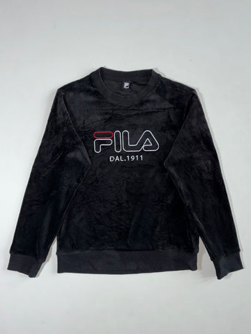 FILA Black Velour Embroidered Logo Sweatshirt – (S)