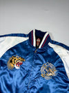Vintage Jake Navy White Satin Souvenir Bomber Jacket Embroidered (S)