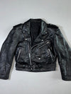Cropped Belted Biker Leather Jacket  (S)