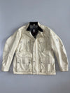 Vintage Belstaff Cream Genuine Leather 4-Pocket Motorcycle Field Jacket (L)