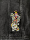 Ed Hardy Embroidered Skull & Snake "New York City" Denim Vest  Black (L)