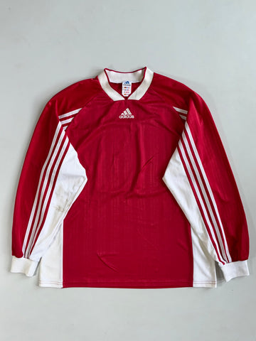 Vintage 90s Adidas Long Sleeve Football Jersey Red White(2Xl)