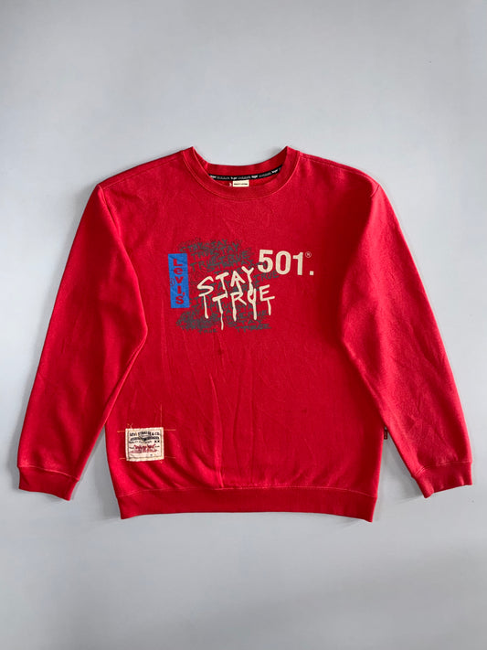 Levi’s | “501 Stay True” Graphic Crewneck Sweatshirt Red (L)