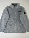 The North Face Grey Sherpa Fleece Jacket – “Never Stop Exploring” Patch (S)