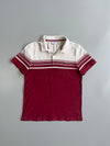 Lacoste Slim Fit Burgundy White Striped Pique Polo T-Shirt (S)