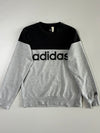 Adidas Linear Colourblock Crewneck Sweatshirt  Heather Grey & Black  (S)