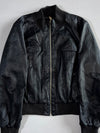 Vintage South Black Leather Bomber Jacket Jacket (S)