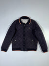 Lacoste Navy Quilted Bomber Jacket with Striped Collar (M)