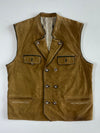 Vintage Olive Suede Double-Breasted Vest (L)