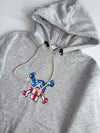 Vintage Stüssy Skull & Bones USA Flag Hoodie – Grey(M)