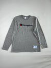 Champion | Grey Script Logo Long Sleeve Tee | (XL)