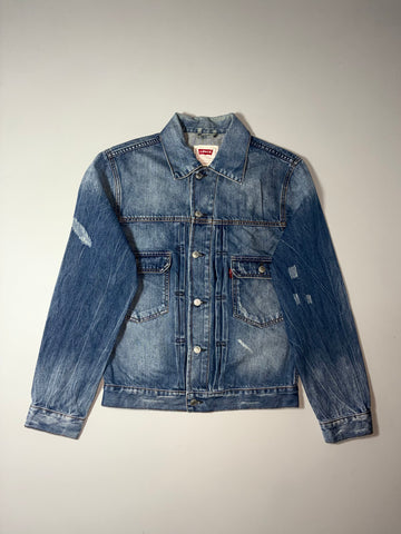 Levi’s Type II Pleated Distressed Denim Trucker Jacket (S)