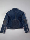 ESZ Denim Biker Jacket – Dark Wash Quilted Lined Moto Women’s (S)