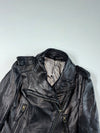 Women’s Black Asymmetric Zip Leather Biker Jacket (XS)