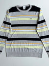 Lacoste Grey & Yellow Striped Knit Sweater | Size (L)