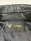 Vintage Loma Black Leather Bomber Jacket with Epaulettes (S)
