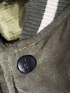 Mainstream Olive Green Faux Suede Varsity Bomber Embroidered Stone Jacket (XL)