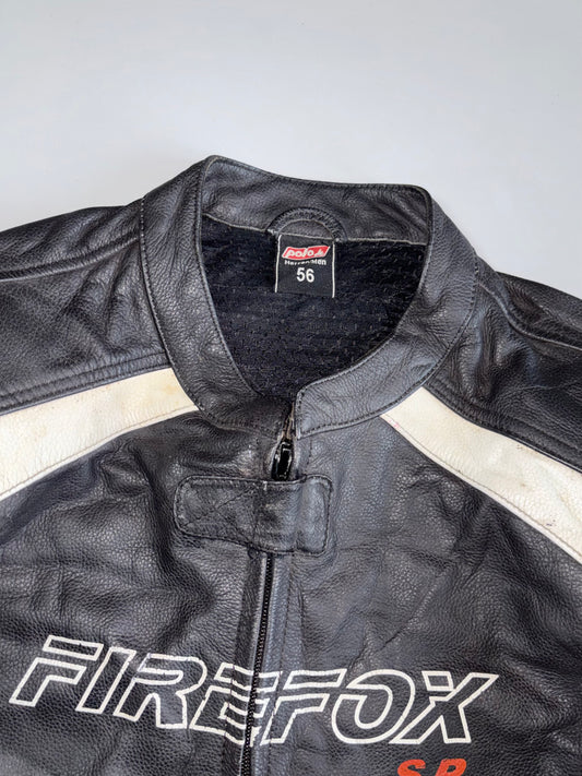 Firefox SP “Speed Performance” Vintage Genuine Leather Moto Racing Jacket with Carbon Elbow Guards (Paded) (M)