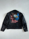 Rebel Rider by Just Brass Black Leather Double Rider Biker Jacket – Belted, Made in USA (L/XL)