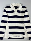Tommy Hilfiger Women's Cream & Navy Rugby Stripe Long Sleeve Polo – (XS)