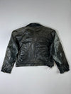 Vintage Black Leather Jacket w/ Green Lining (2XL)