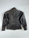 Vintage Hein Gericke Distressed Black Leather Belted Moto Jacket (M)