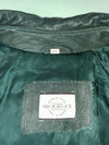 Sequence 80s Dark Green Leather Bomber with Crackle Panels and Belt (L)